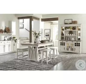 Nantucket Cotton 69" Quartz Insert Buffet with Display Hutch