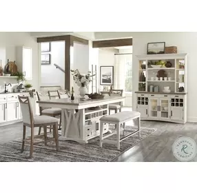 Americana Modern Cotton 49" Upholstered Counter Height Dining Bench