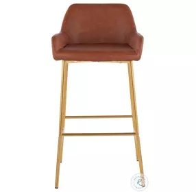 Daniella Camel PU And Gold Metal Bar Stool Set of 2