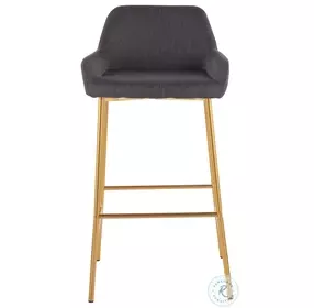 Daniella Charcoal Fabric And Gold Metal Bar Stool Set of 2