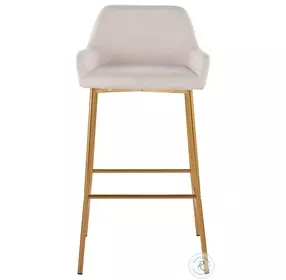 Daniella Cream Fabric And Gold Metal Bar Stool Set of 2
