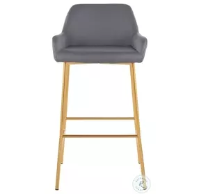 Daniella Grey PU And Gold Metal Bar Stool Set of 2