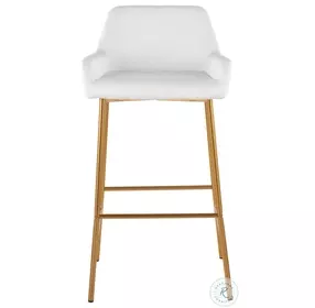 Daniella White PU And Gold Metal Bar Stool Set of 2