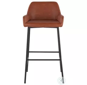 Daniella Camel PU And Black Metal Bar Stool Set of 2