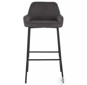 Daniella Charcoal Fabric And Black Metal Bar Stool Set of 2