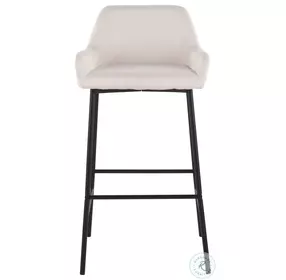 Daniella Cream Fabric And Black Metal Bar Stool Set of 2