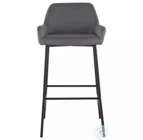 Daniella Grey PU And Black Metal Bar Stool Set of 2
