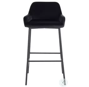 Daniella Black Velvet And Black Metal Bar Stool Set of 2