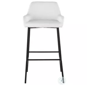 Daniella White PU And Black Metal Bar Stool Set of 2