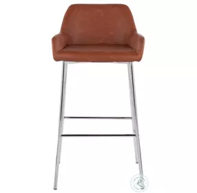 Daniella Camel PU And Chrome Metal Bar Stool Set of 2