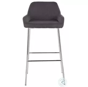 Daniella Charcoal Fabric And Chrome Metal Bar Stool Set of 2