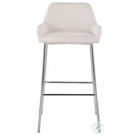 Daniella Cream Fabric And Chrome Metal Bar Stool Set of 2