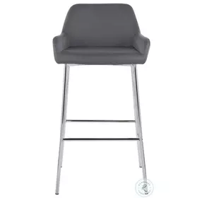 Daniella Grey PU And Chrome Metal Bar Stool Set of 2