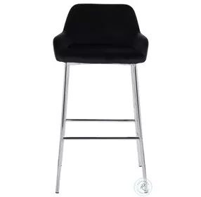 Daniella Black Velvet And Chrome Metal Bar Stool Set of 2