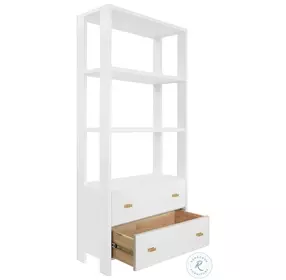 Davie Matte White Lacquer 2 Drawer Etagere