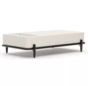 Madera Opal Ash and Modern Walnut Rectangular Marble Top Leg Cocktail Table