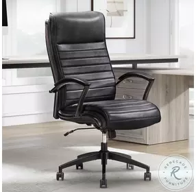 Dunwell Smooth Black Leather Desk Chair