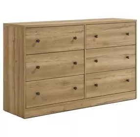 Vega Natural Oak Melamine 6 Drawer Dresser