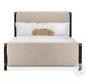 Retreat Black Sand Upholstered King Panel Bed