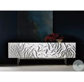 Penrose White Plaster And Polished Stainless Steel Credenza