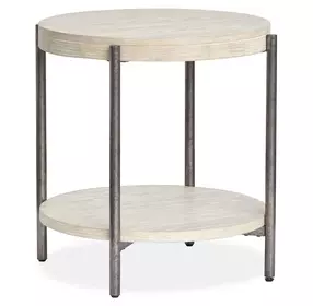 Jennings Edgecomb Gray and Weathered Antique Nickel Round End Table