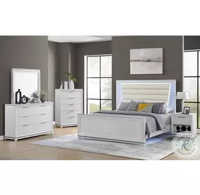 Xena White Full Upholstered Panel Bed