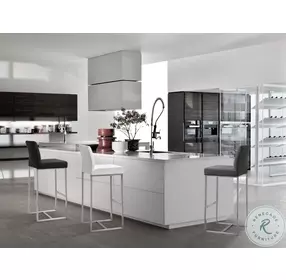 Denmark White Stainless Steel Counter Height Stool Set of 2