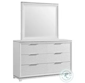 Xena White 6 Drawer Dresser And Mirror With LED Light