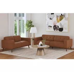 Fate Pebble Tan Upholstererd Living Room Set