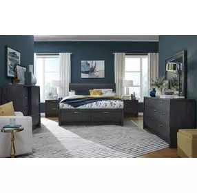 Kinsley Black Heron Queen Storage Panel Bed