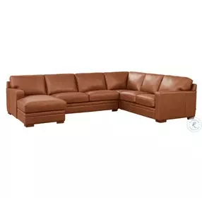 Langston Nutmeg Top Grain Leather LAF Chaise Sectional
