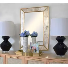 Dion Gold Leaf With Umber Glaze Rectangular Mirror With Gold Leaf Edging