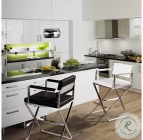 Director Black Stainless Steel Counter Height Stool