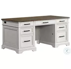 Drake Home Office Rustic White and French Oak 66" Executive Home Office Set