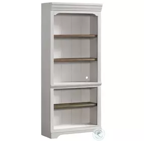 Drake Home Office Rustic White and French Oak 76" Bunching Bookcase