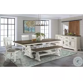Drake Rustic White and French Oak Extendable Trestle Dining Table