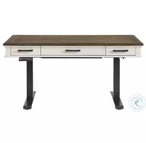 Drake Rustic White and French Oak Adjustable Height Lift Home Office Set