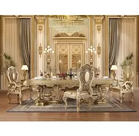 Seville Gold Upholstered Side Chair with Nailhead Trim Set of 2
