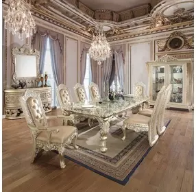 Vatican Champagne Silver 99" Rectangular Dining Table