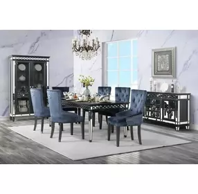 Varian II Dark Navy Upholstered Side Chair with Nailhead Trim