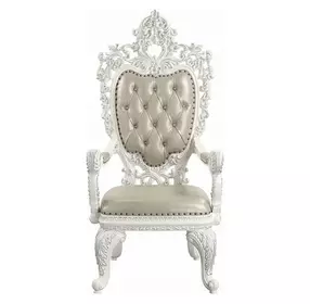 Vanaheim Beige Upholstered Arm Chair with Nailhead Trim Set of 2