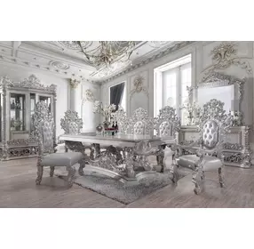 Valkyrie Antique Platinum Upholstered Side Chair with Nailhead Trim Set of 2