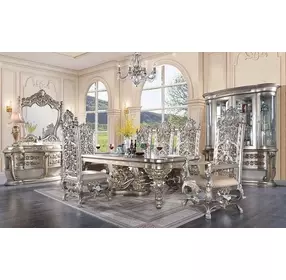 Danae Champagne and Gold 110" Rectangular Dining Table