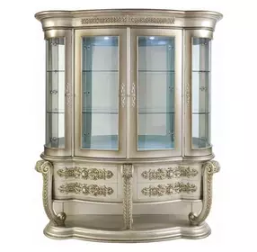 Danae Champagne and Gold 4 Door Curio Cabinet with LED