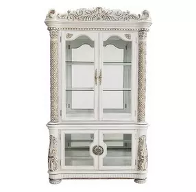 Vendome Antique Pearl 4 Door Curio Cabinet with LED