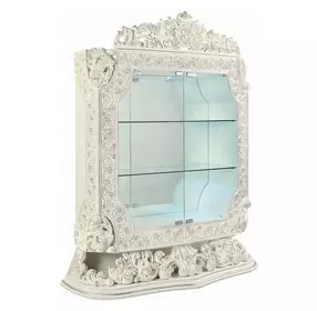 Adara Antique White 2 Door Curio Cabinet with LED