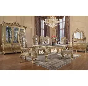 Cabriole Gold 2 Door Curio Cabinet with LED