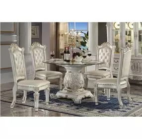 Vendome Antique Pearl Upholstered Side Chair with Nailhead Trim Set of 2