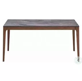 Bevis Engineered Stone and Walnut Rectangular Dining Room Set