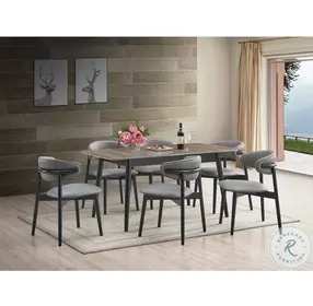 Lanae Natural and Black 63" Extendable Rectangular Dining Table